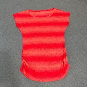 Reebok Women's Athletic T-Shirt Red Space Dye Short Sleeve Workout Top Sz L